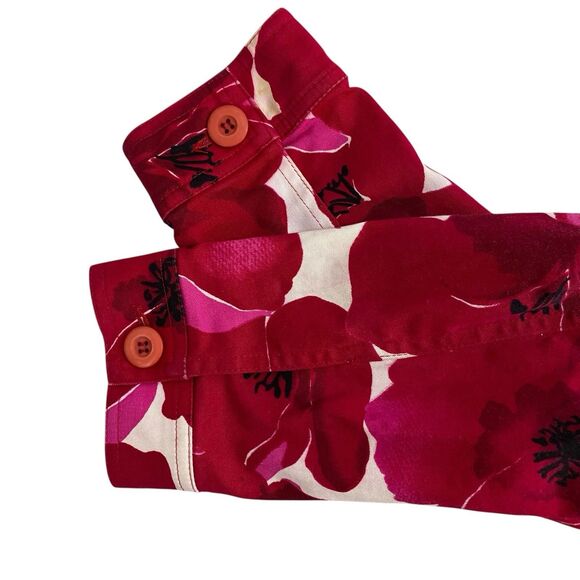 Haggar Blazer Womens Sz 12 Red Floral Jacket Office Workwear Coastal Resort - Picture 5 of 14